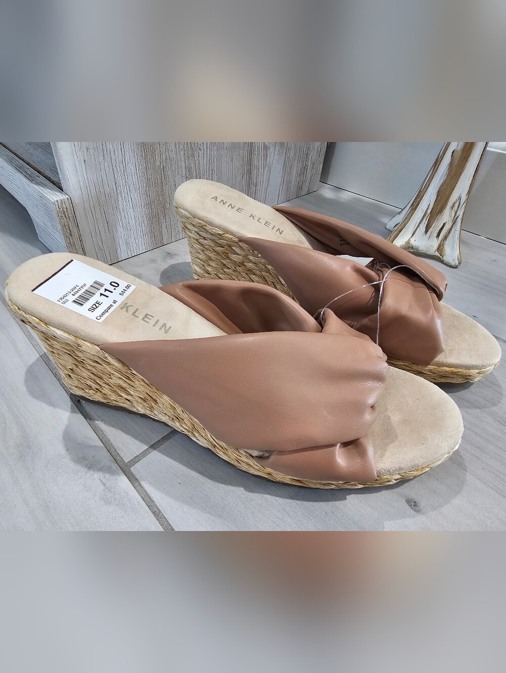 Anne Klein Women's Tan Wedge Espadrille Sandals Size 11